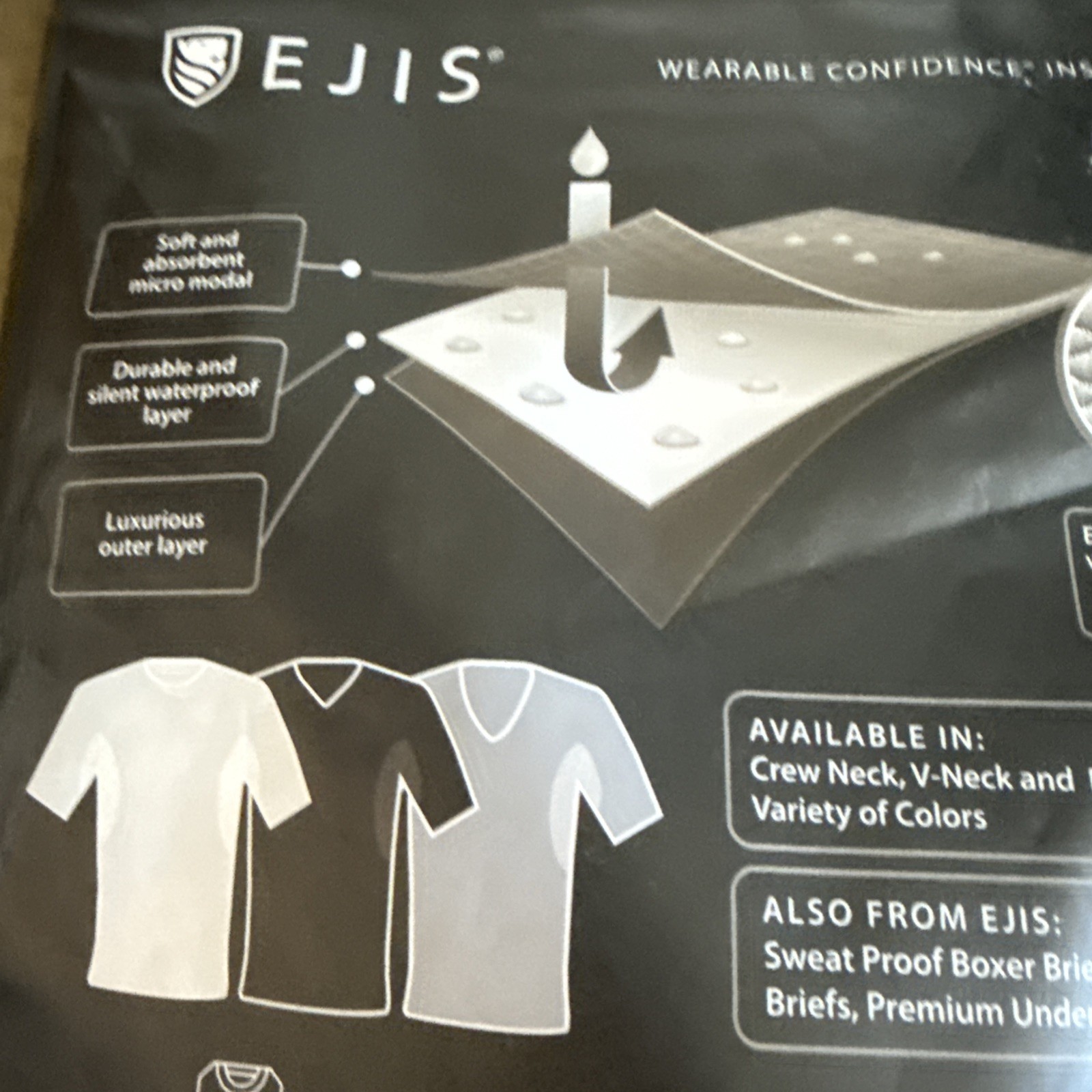 Ejis Sweat Proof Undershirt Mens White Crew Neck Size M gallery