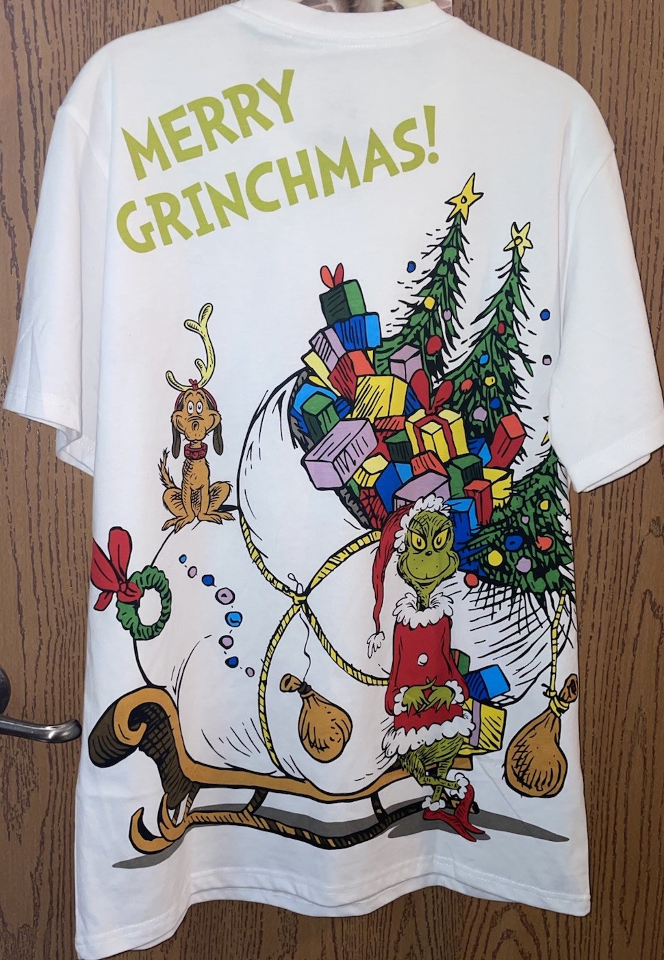 New Grinch Christmas tee shirt mens sz LARGE Double Sided Merry Grinchmas NEW!! gallery