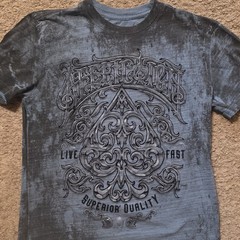 Affliction M Regular Gray/Black Crew Neck Short Sleeve Cotton Logo Tee