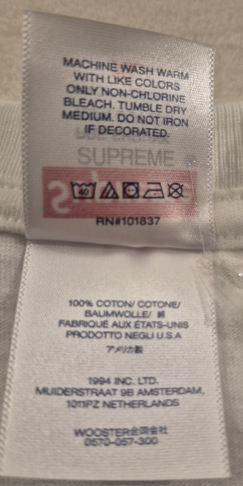Supreme Pinline Tee White SS24 Logo T-Shirt Men's Size Xl NWOT gallery