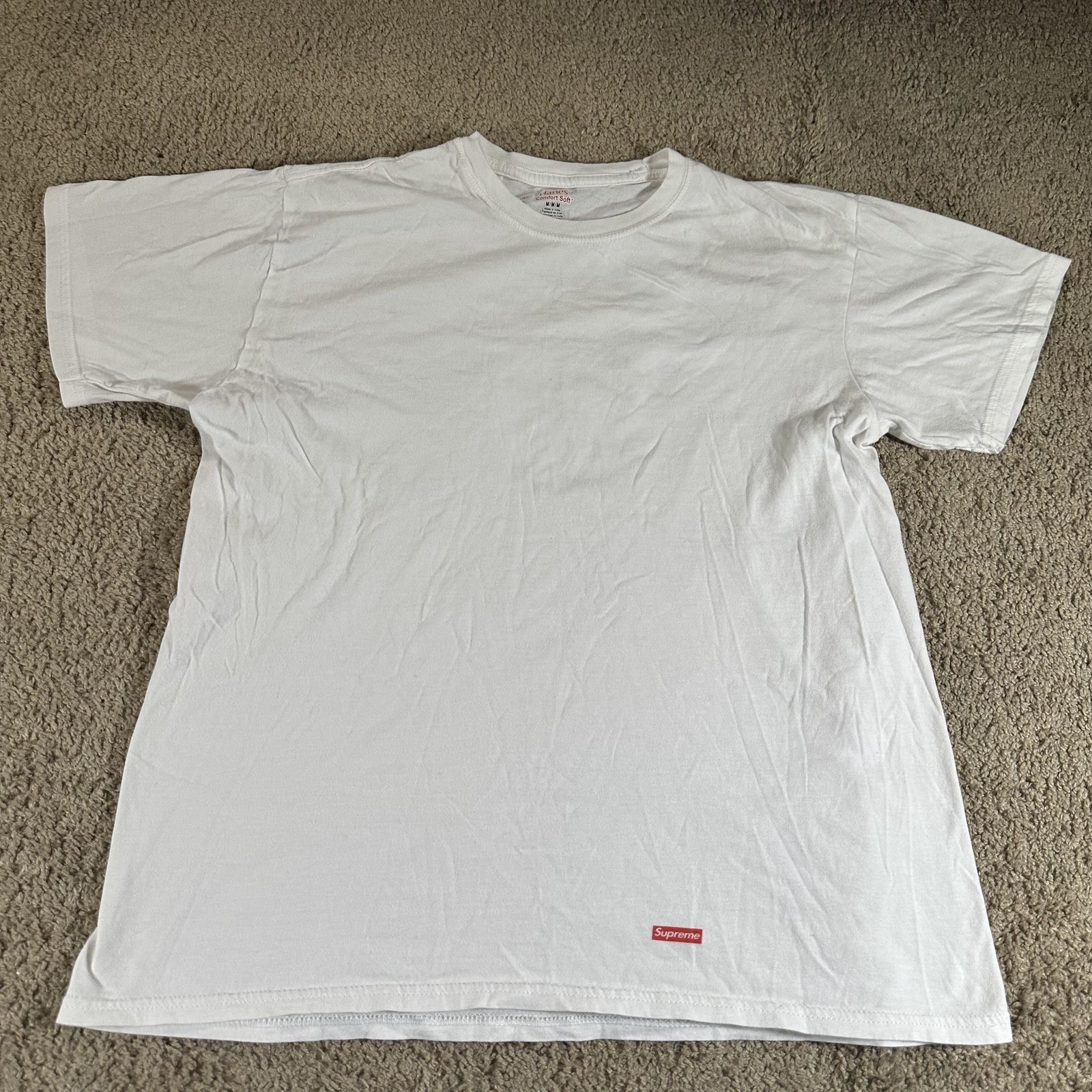 Supreme Shirt Mens Medium White Small Box Logo Hanes ComfortSoft Tagless Tee