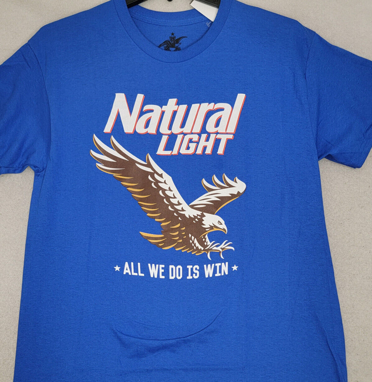 NATURAL LIGHT Beer Shirt Mens Medium Blue Brew Eagle Casual All We Do is Win NWT gallery