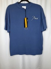 RHUDE REVERSE TEE BLUE SCRIPT LOGO T-SHIRT MEN’S XS-MSRP $315