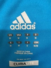Adidas Blue Striped ClimaLite Jersey Short Sleeve Crew Neck Unisex Adult