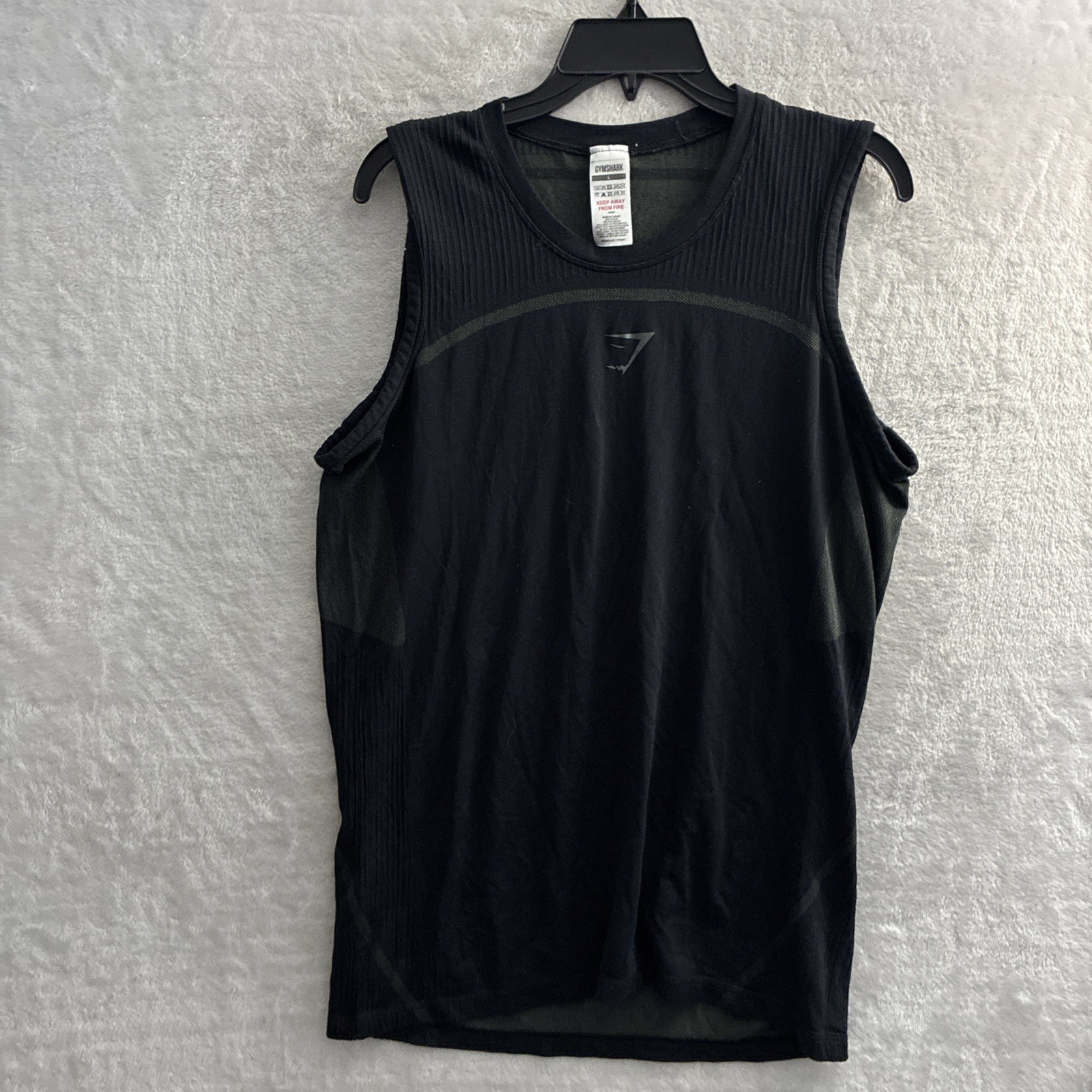 Gymshark Mens Tank Top T Shirt Black Graphic Large Nylon Blend Crew Neck gallery
