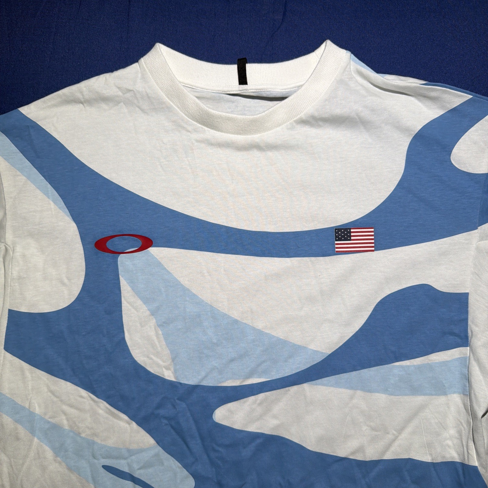 Oakley Team USA T Shirt Men Blue White Made in Italy Polyamide Size Small gallery