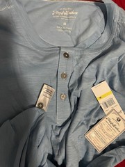 Flag & Anthem Men’s Light Blue 100% Cotton Henley Short Sleeve Shirt Size Medium