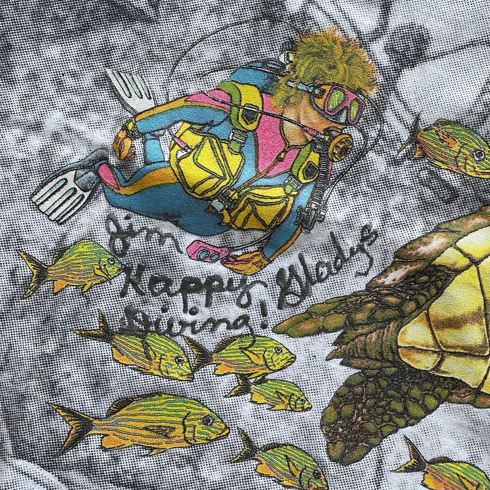 Vintage 90’s Scuba Diver Shipwreck Sharks Turtles Fish Sea Life AOP T-Shirt XL gallery