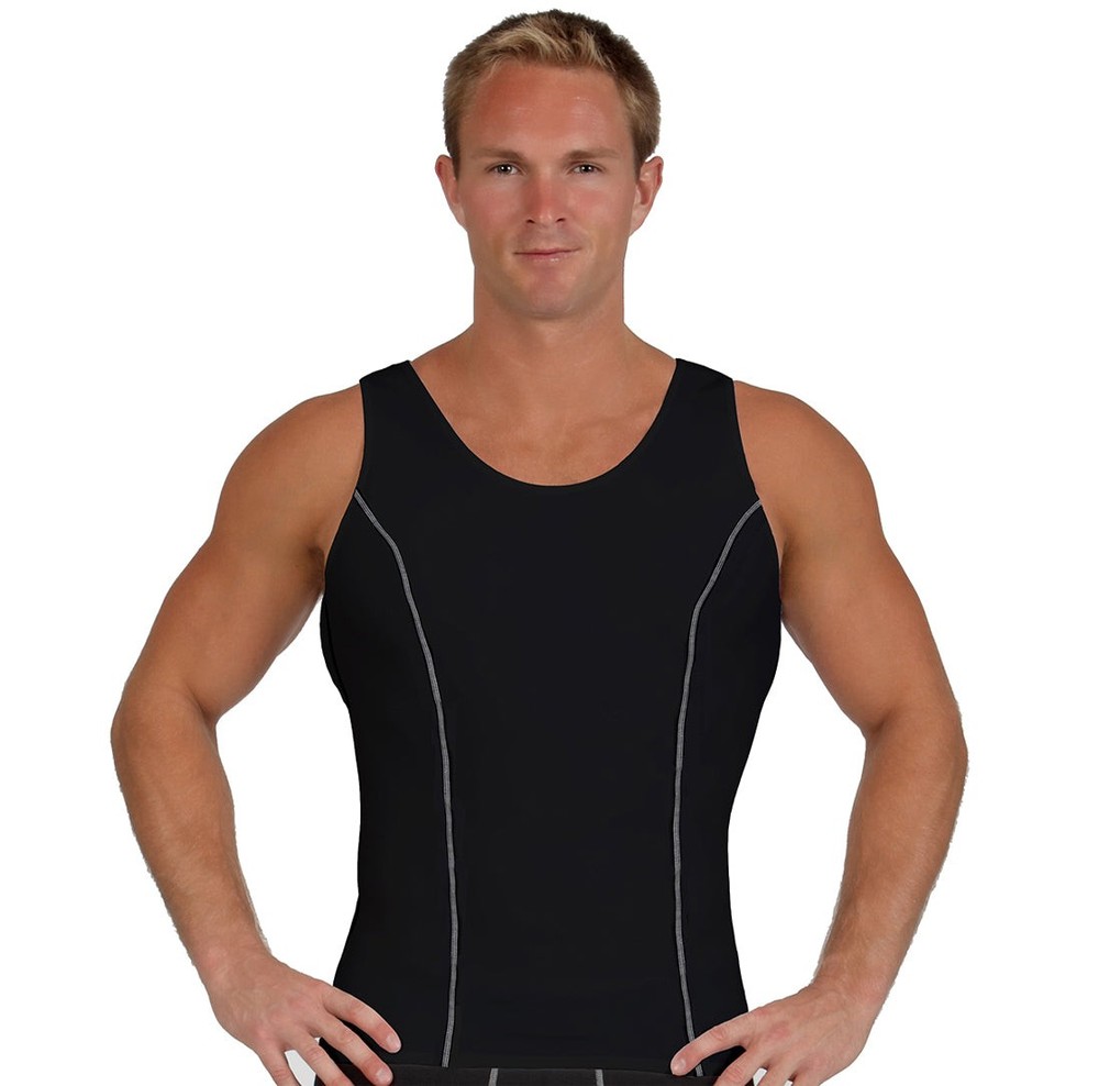 INSTA SLIM HIGH COMPRESSION MUSCLE TANK SIZE: MEN XL – BLACK/WHITE