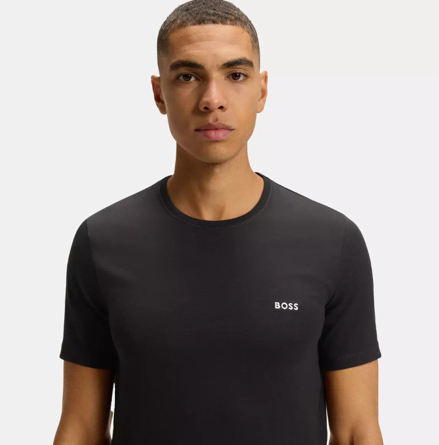 BOSS Mens T-Shirts Multicoloured 3 Pack Short Sleeve With Logo – Size XL