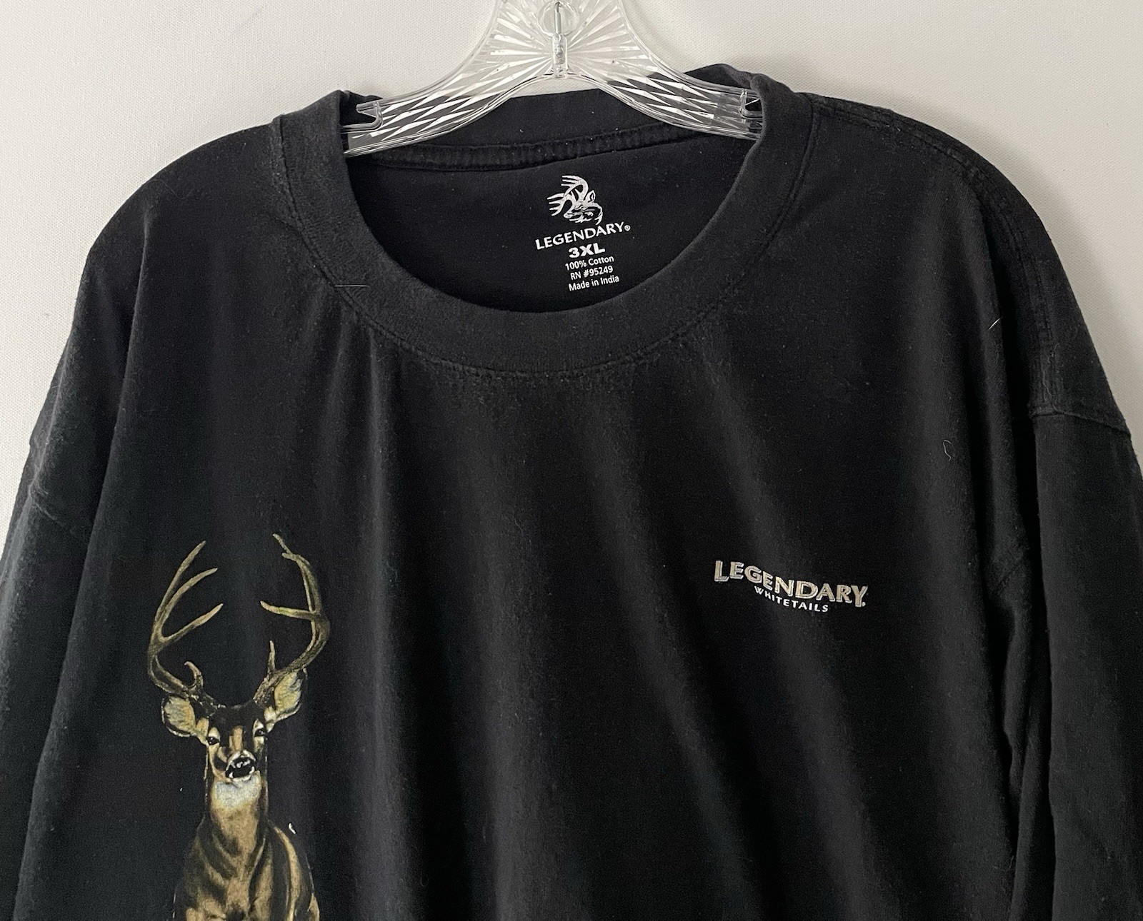 Legendary Men 3X Whitetail Deer Mirror Image Black Double Sided Graphic Shirt gallery