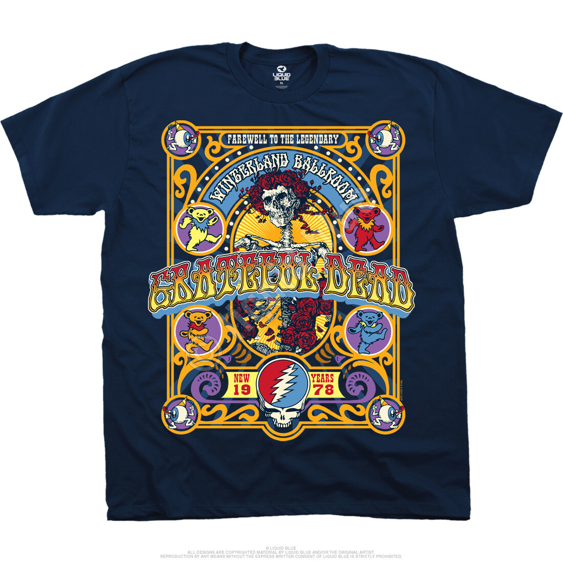 GRATEFUL DEAD-CLOSING WINTERLAND BALROOOM-T-SHIRT M-L-XL-XXL Garcia,Wier,Lesh