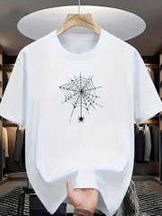 Gothic Spider Web & Spider Print T-Shirt