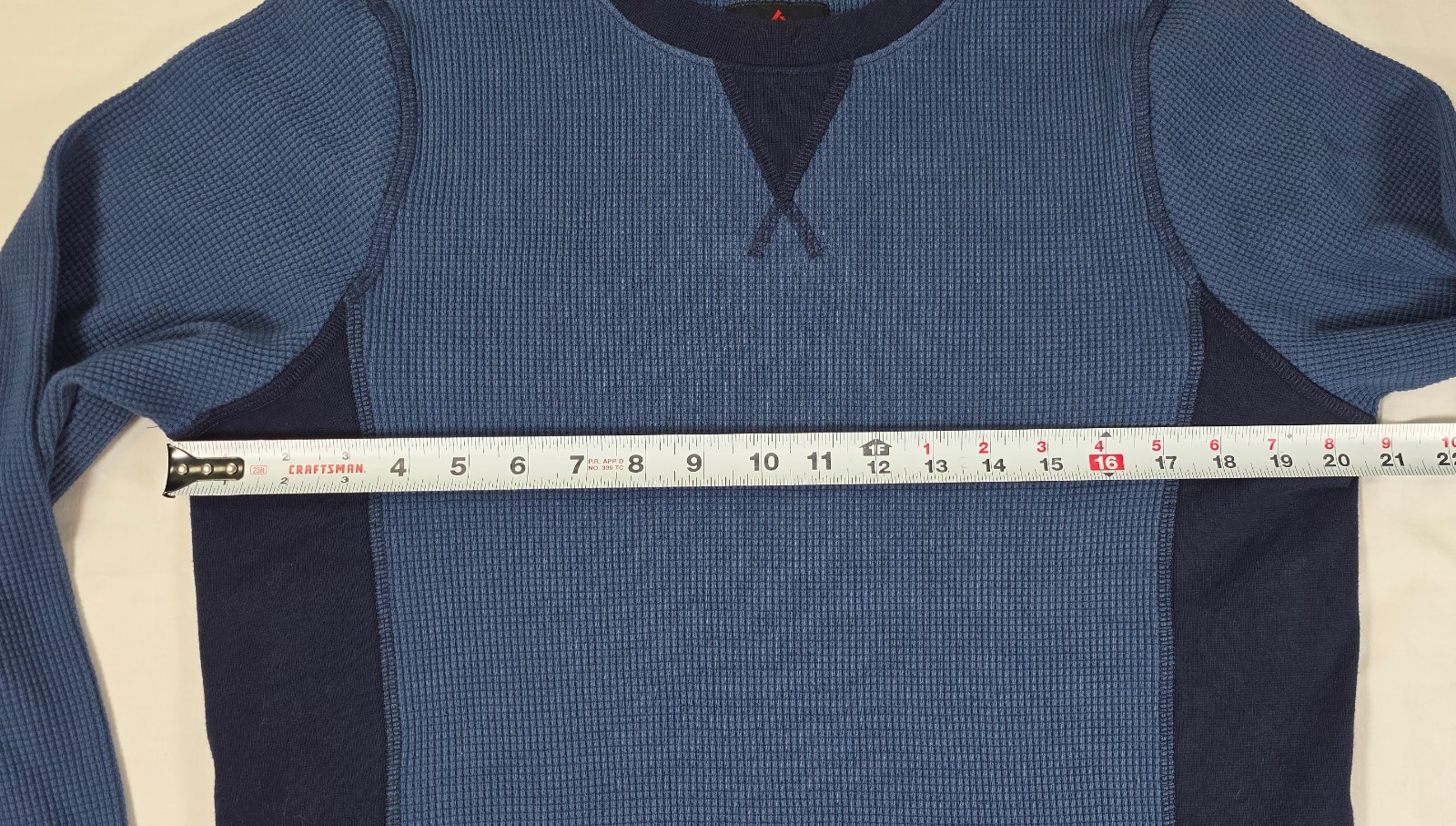 American Giant Men's Colorblock Summit Waffle Long Sleeve Crew M Navy Blue NEW gallery