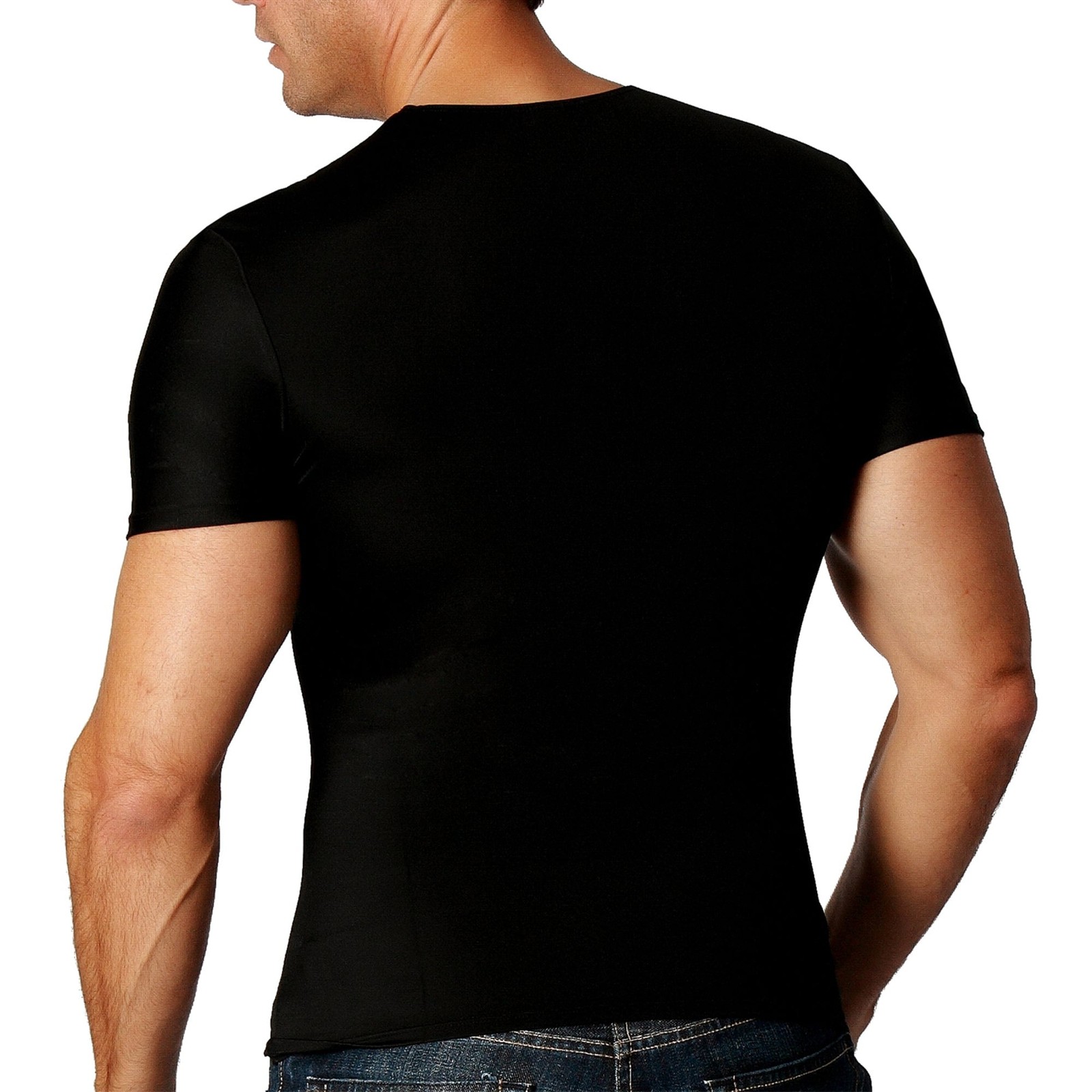 Insta Slim Men's Compression Short Sleeve V-Neck Shirt VS0001 Black gallery