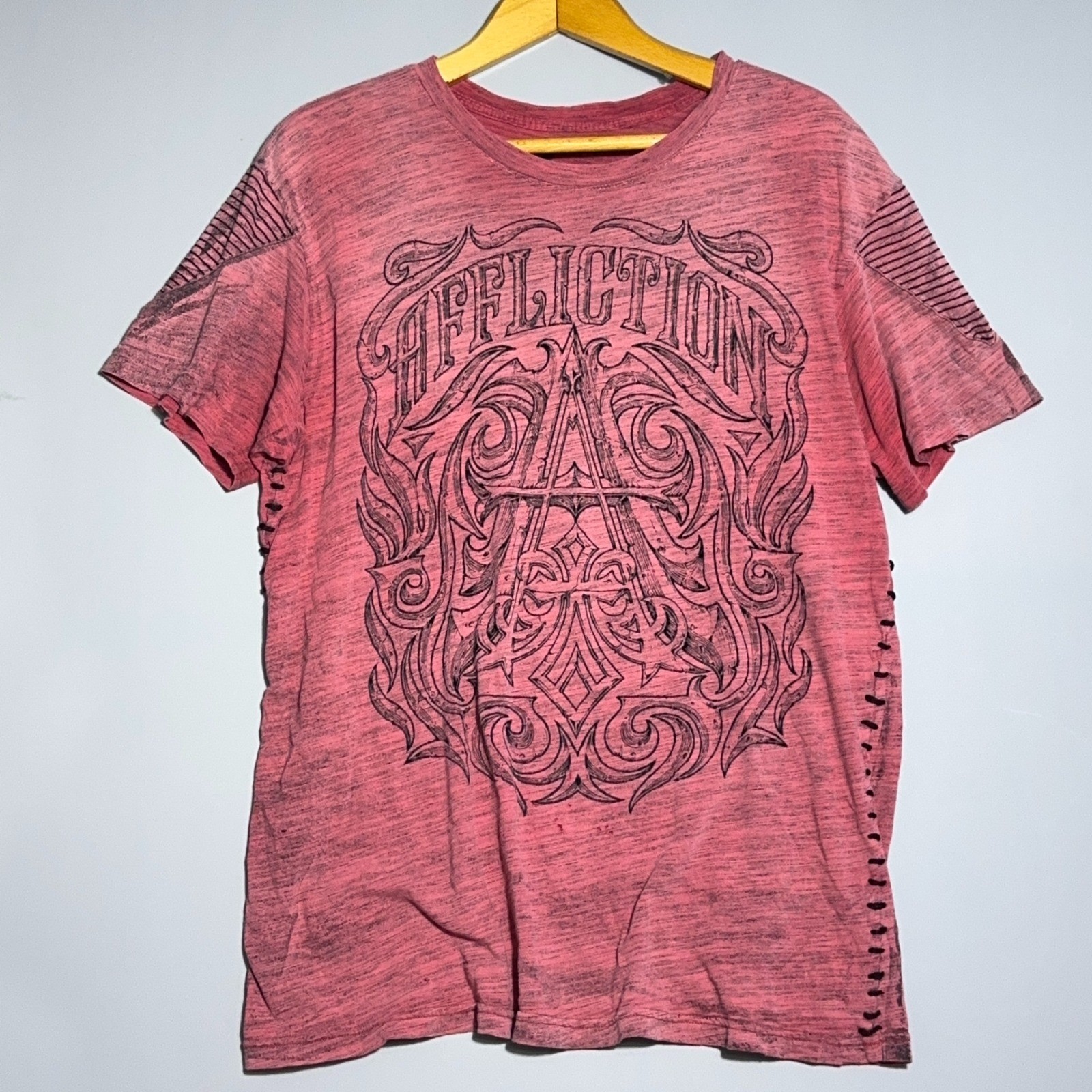 Affliction Live Fast Y2K T-Shirt Mens Size XL Cotton Red MMA Grunge Goth Skull gallery