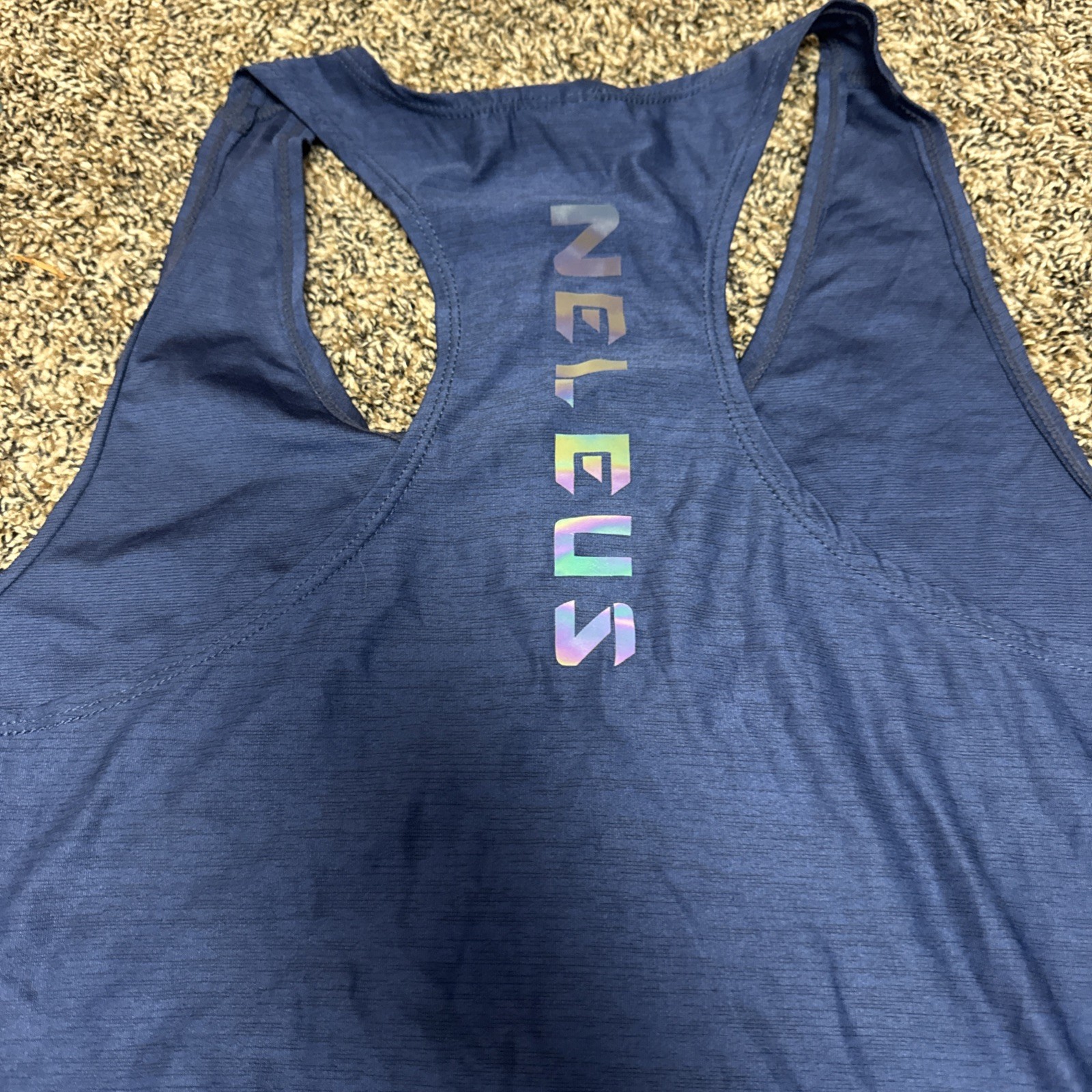 Mens L Neleus Dry Fit Muscle Stringer Tank Top Gym Navy & Mauve Project Titan M gallery