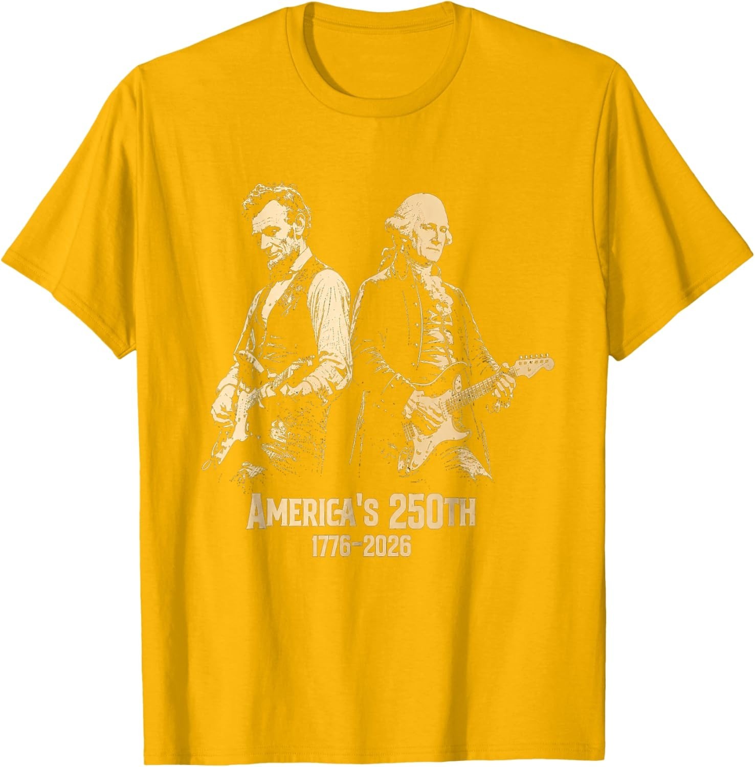George Washington Lincoln Playing Guitar Abe Lincoln 250th T-Shirt gallery
