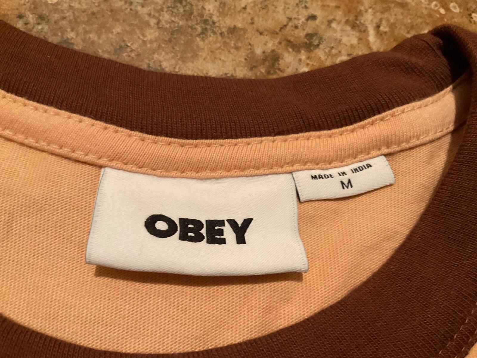 OBEY ANGELS CHERUB EMBROIDERED RINGER TEE SHIRT ( MENS M ) PREOWNED gallery