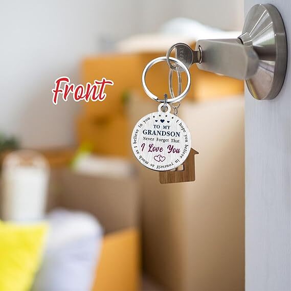 Grandson Graduation Gifts- Keychain for Grandson Father's Day Birthday Christmas gallery