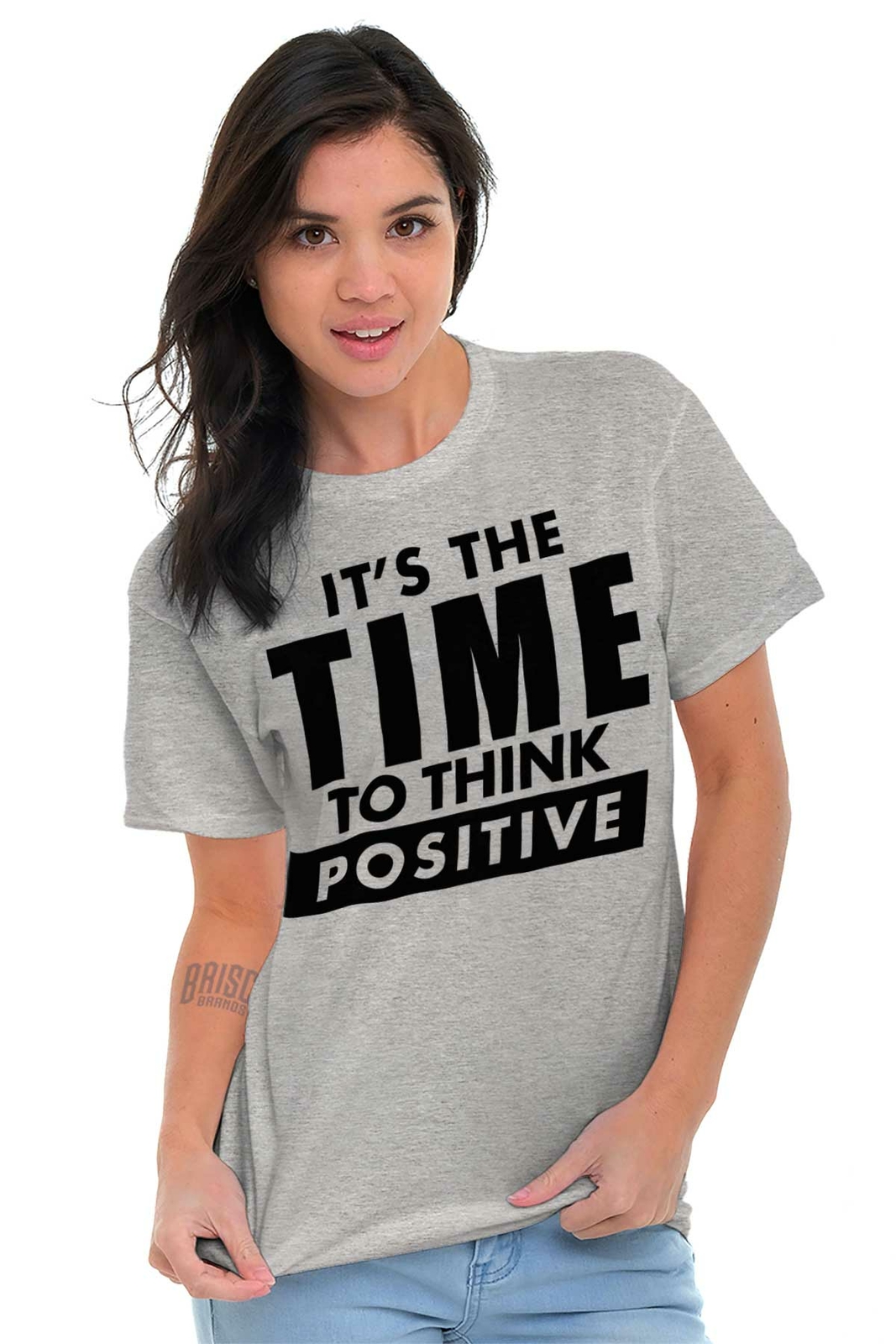 Time To Think Positive Inspiring Motivating Womens or Mens Crewneck T Shirt Tee gallery