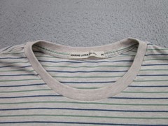 Marine Layer Shirt Mens Medium Gray Blue Green Striped Re-Spun Crewneck Soft