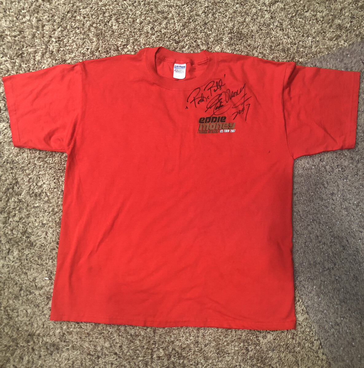 Men's Autographed SIGNED EDDIE MONEY "I Wanna Go Back” 2007 Tour Rock T-Shirt gallery