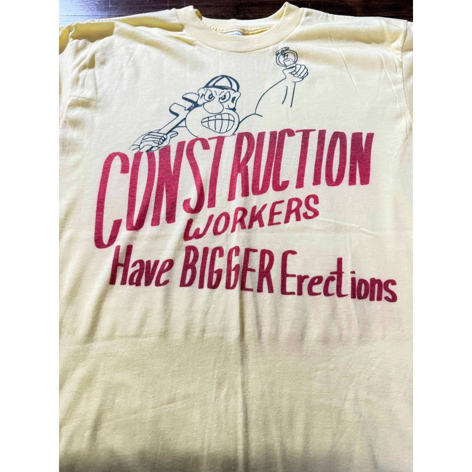 Vintage Single Stitch Construction Workers Have Bigger Erections T Shirt Mens L gallery