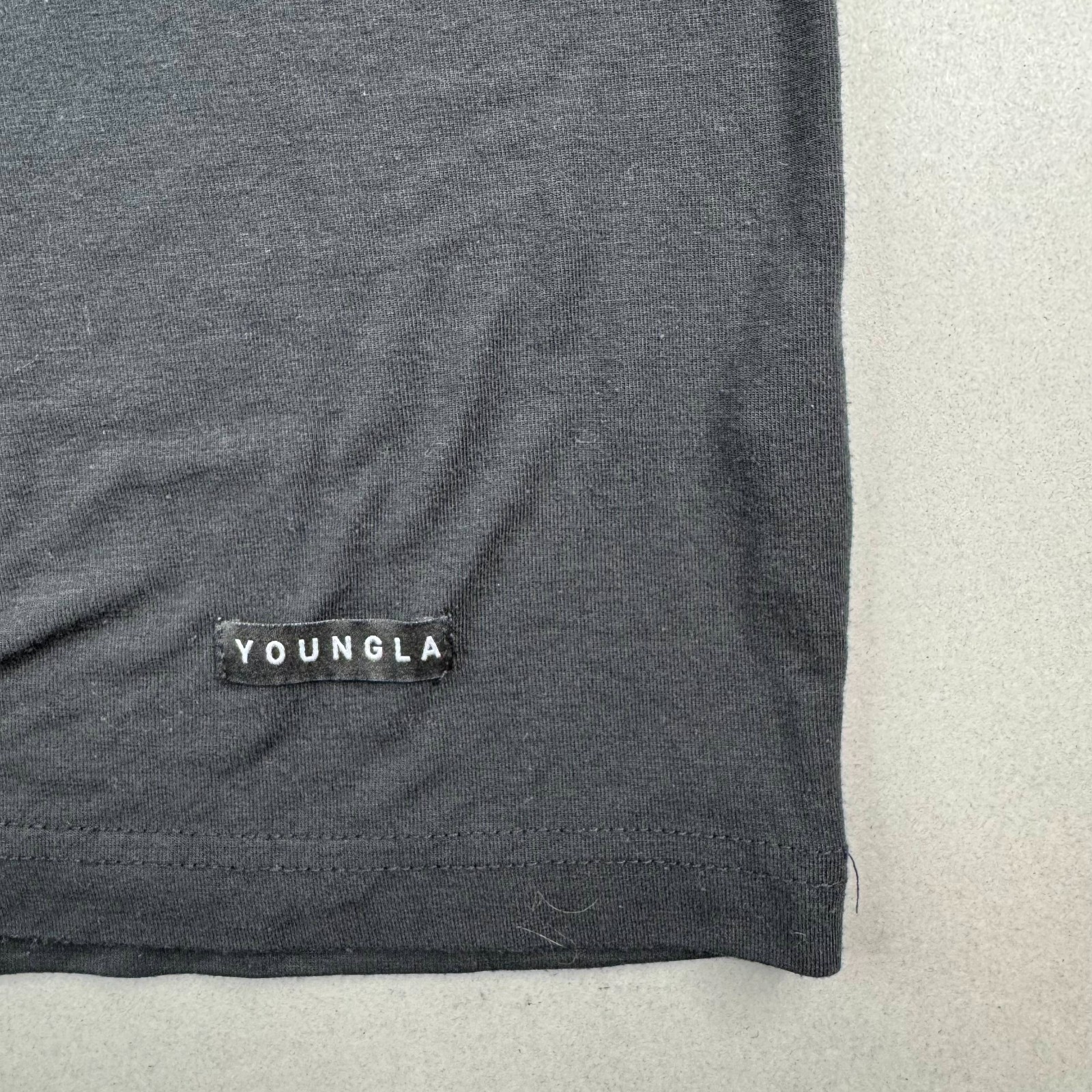 YoungLA Mens Large Dark Gray Modal Polyester Spandex Oversized Henley T-Shirt gallery