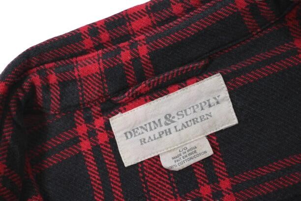 Ralph Lauren Denim & Supply Plaid Flannel Shirt L Cotton Made in India Japan gallery