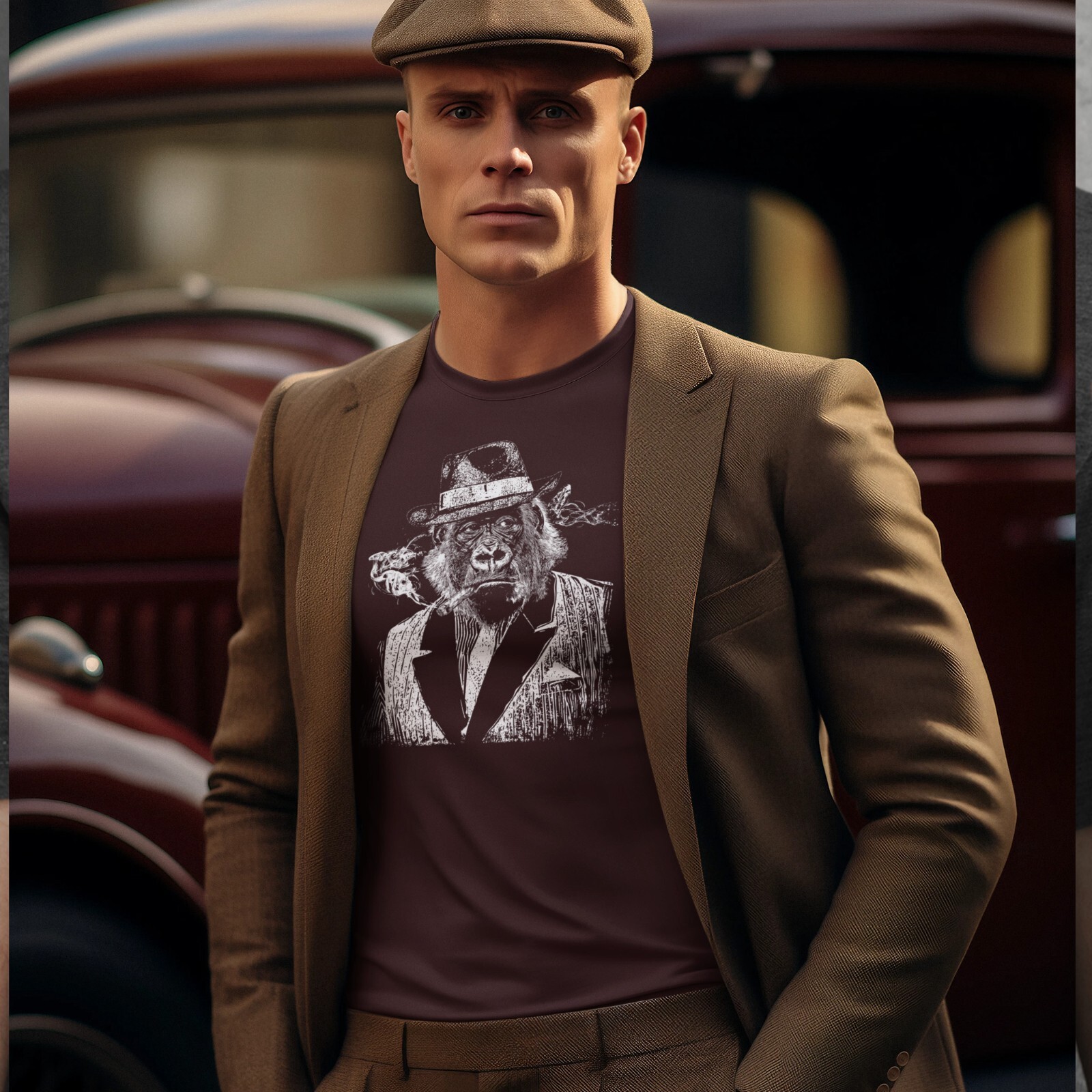 Gorilla Gangster Unisex t-shirt - 20's Mob Boss Ape gallery