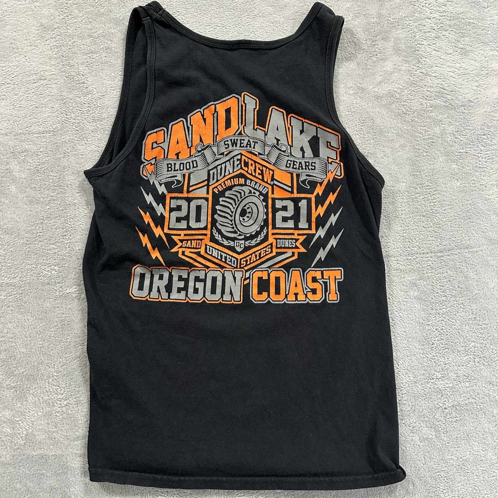 Sand Lake Sleeveless Shirt Tee Men Small Black Orange Logo Y2K Oregon Sport