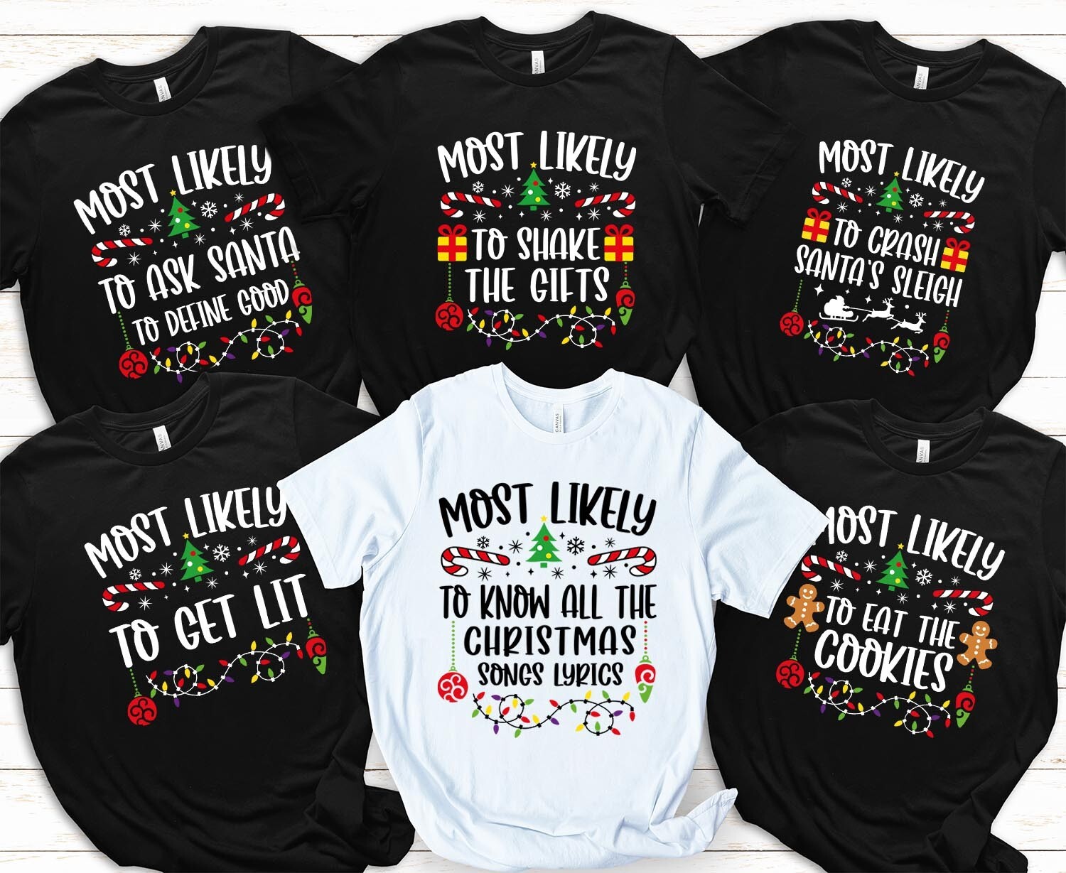 T-SHIRT (ML) Most Likely to Christmas Family Matching Shirt Costume Outfit