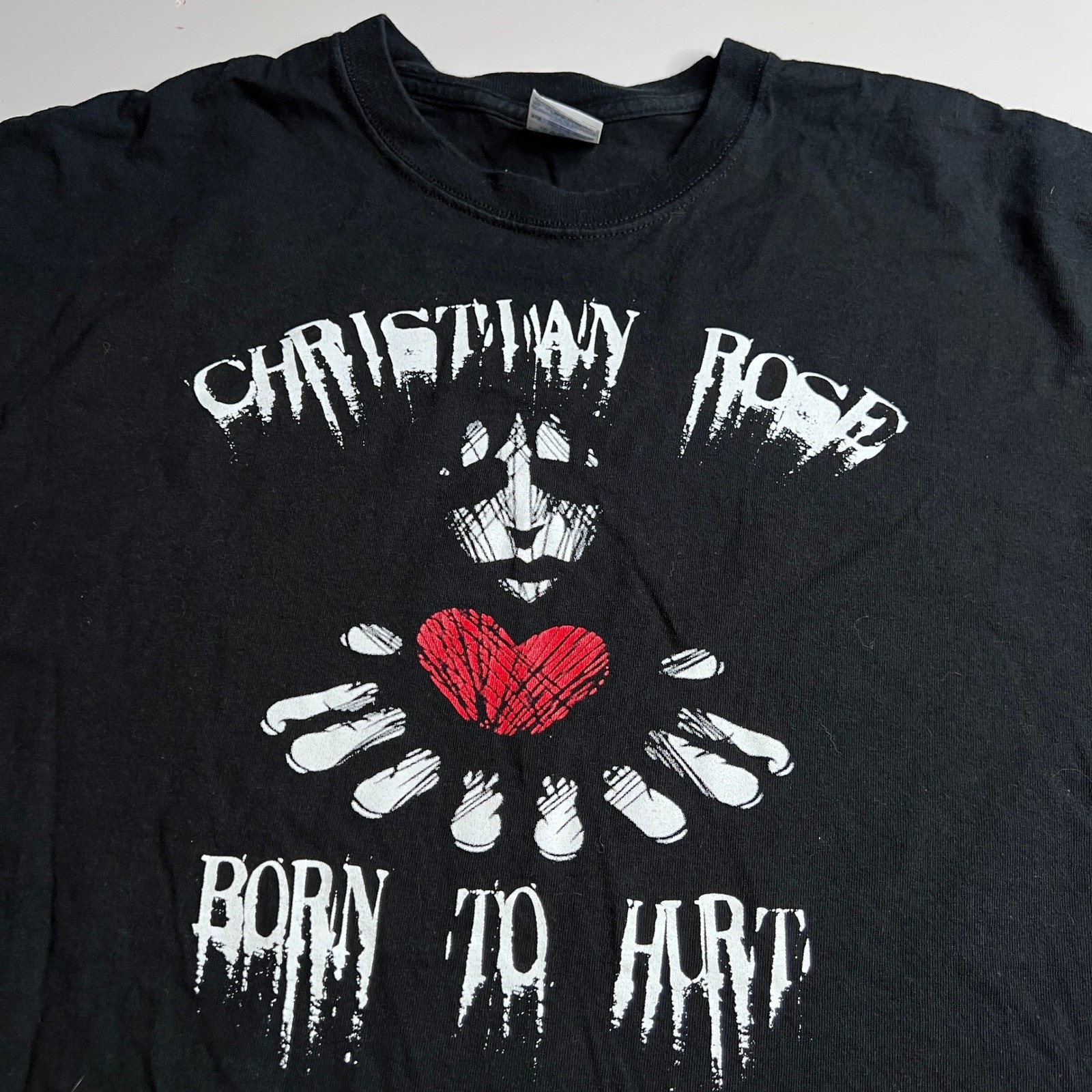 Christian Rose Born To Hurt Graphic T-Shirt Mens XL Black Gildan Ultra Cotton gallery