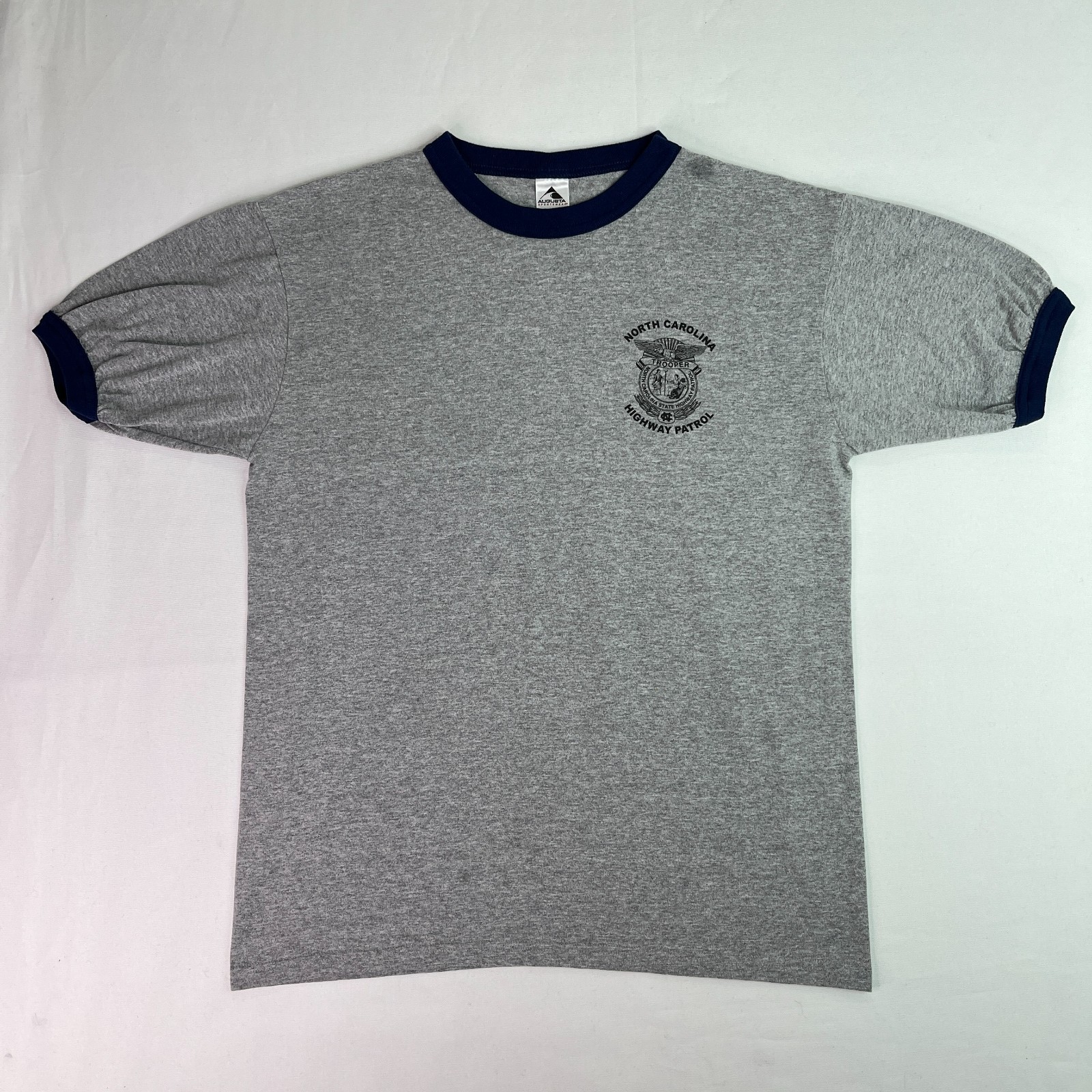 Augusta Sportswear Mens L Gray Ringer T Shirt NC Highway Patrol Graphic gallery
