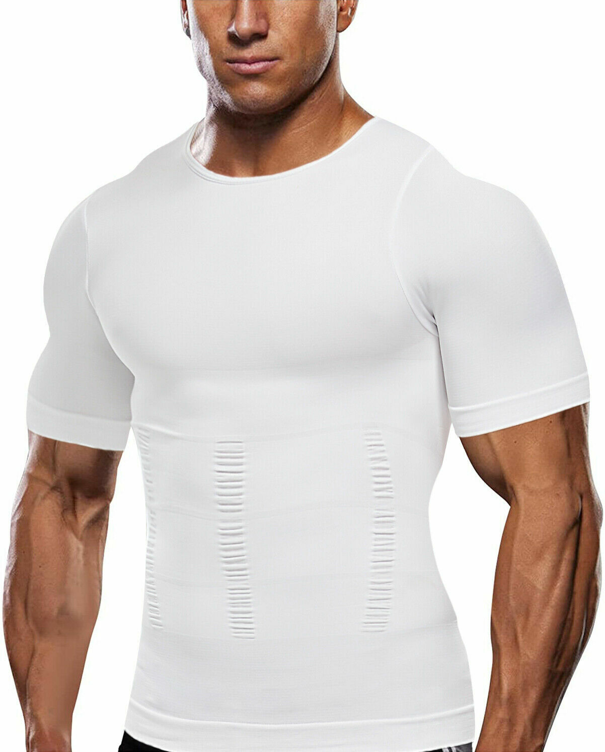Men Slimming Body Shaper Gynecomastia T-shirt Posture Corrector Vest Compression gallery