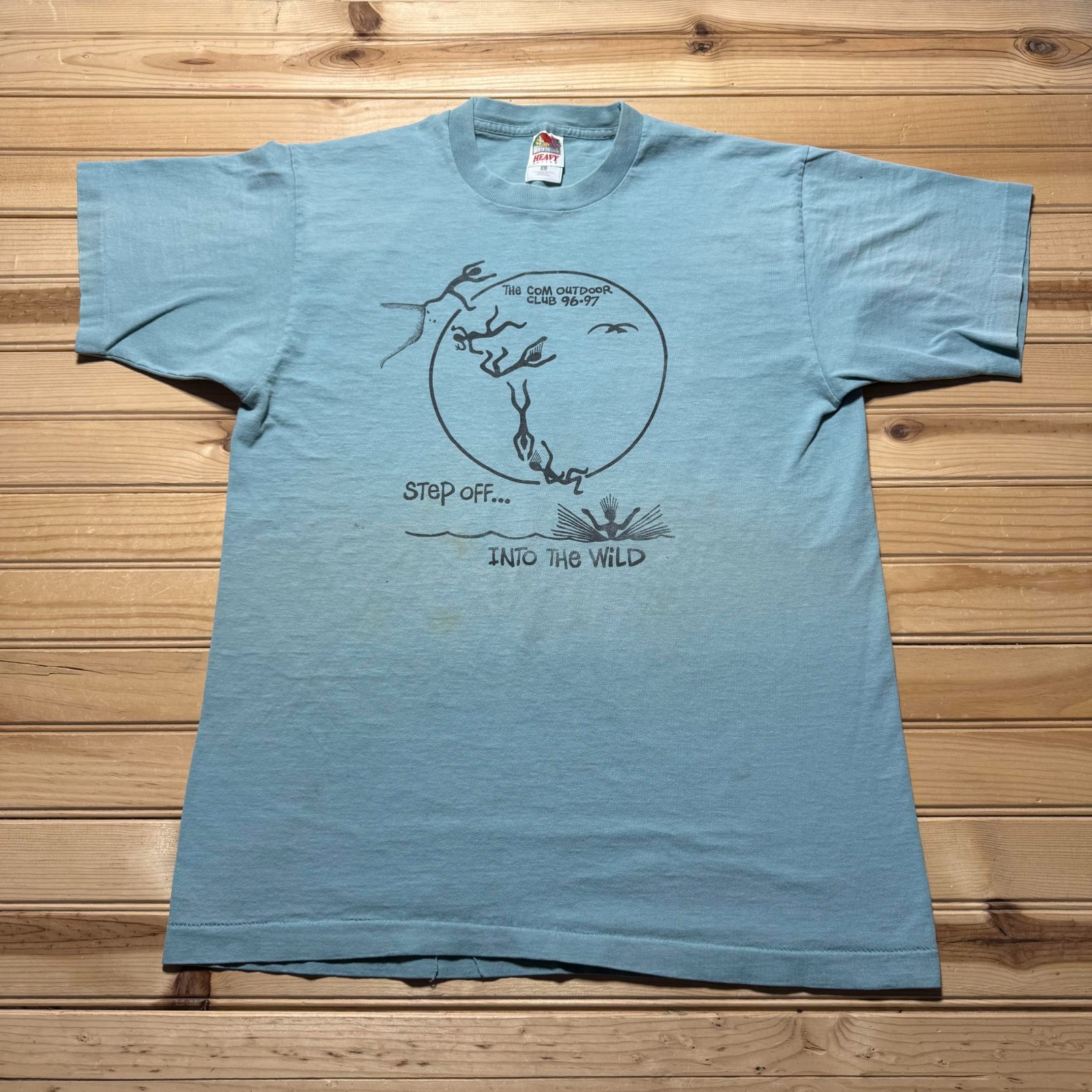 Vintage 90s The Com Outdoor Club Into The Wild Graphic T-Shirt USA Made - Large gallery