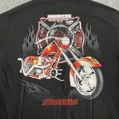 VTG American Choppers Discovery Channel T- Shirt Motorcycle Grunge Flames L Y2K