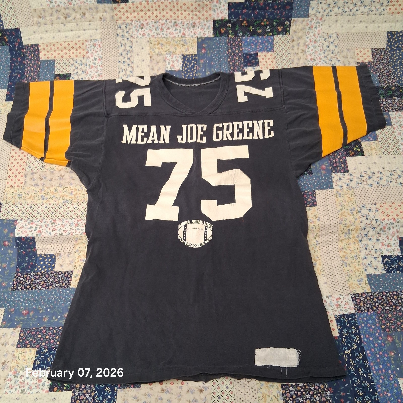 Vintage Mean Joe Greene 75 Rawlings Shirt Size Medium Black Pittsburgh gallery