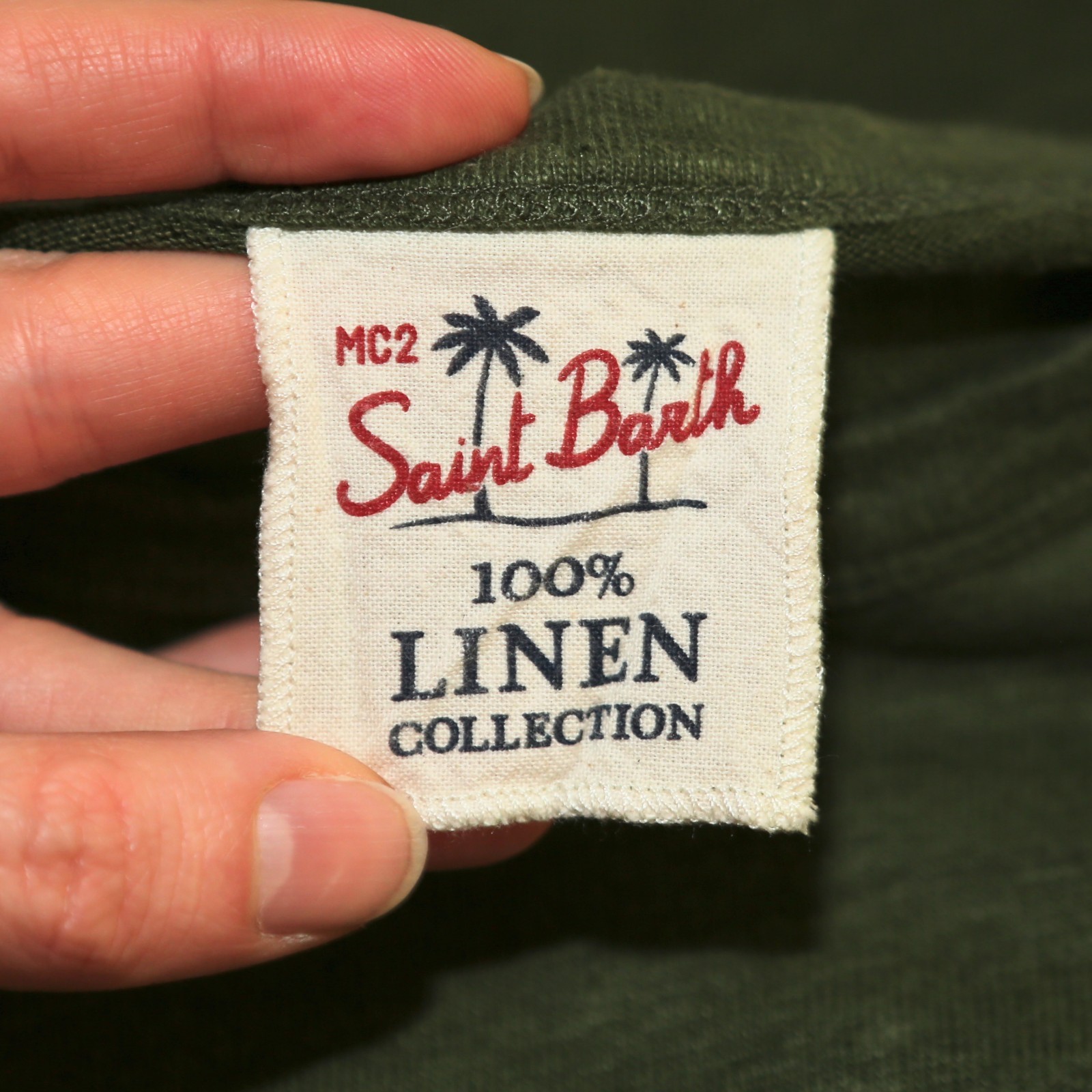 MC2 SAINT BARTH - Green 100% Linen Short Sleeve Crewneck T-Shirt - Men's Medium gallery