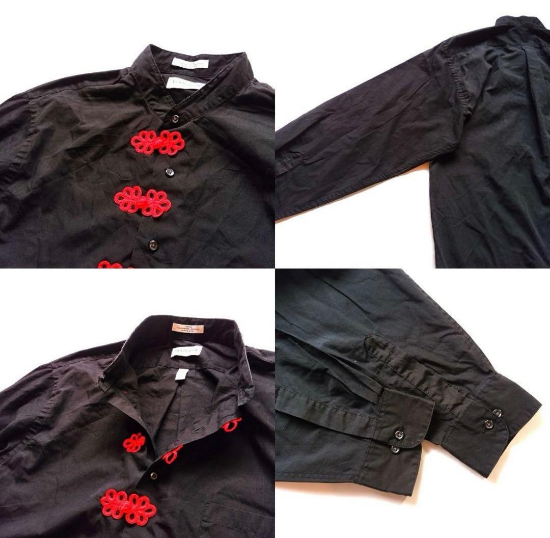 Vintage 90s Mexico Made China Remake Band Collar Shirt Black Red Frog L gallery