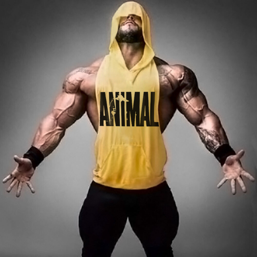 Men ANIMAL Gym Hooded Tank Top Vest Sportswear Sleeveless Shirt Hoodie Tank top gallery
