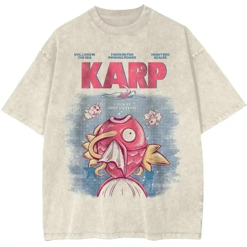 Jaws x Magikarp Shirt, Poke Shirt, Anime Shirt, Vintage Graphic Tee Unisex gallery