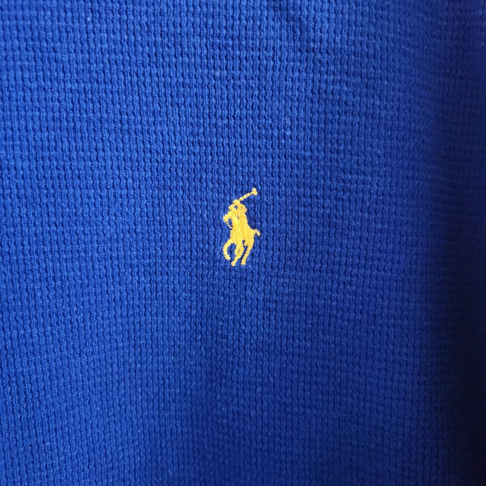 Polo Ralph Lauren Mens XL Blue Thermal Waffle Knit Long Sleeve Poly/Cotton Blend gallery