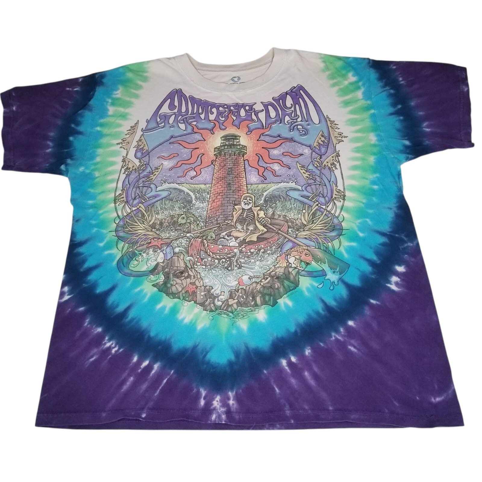 Liquid Blue GRATEFUL DEAD Light House Fisherman Tie Dye Band T Shirt Y2K Large gallery