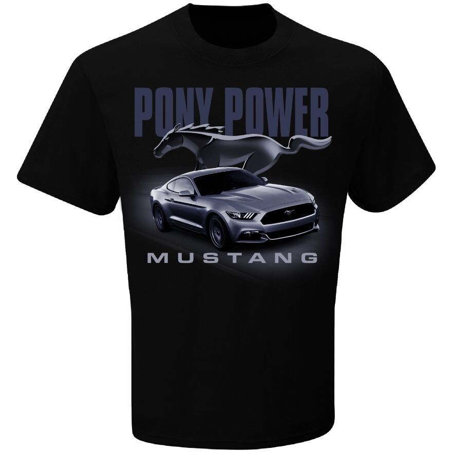 FORD MUSTANG POWER PONY MENS BLACK SHORT SLEEVE LOGO TEE SHIRT 30805 gallery