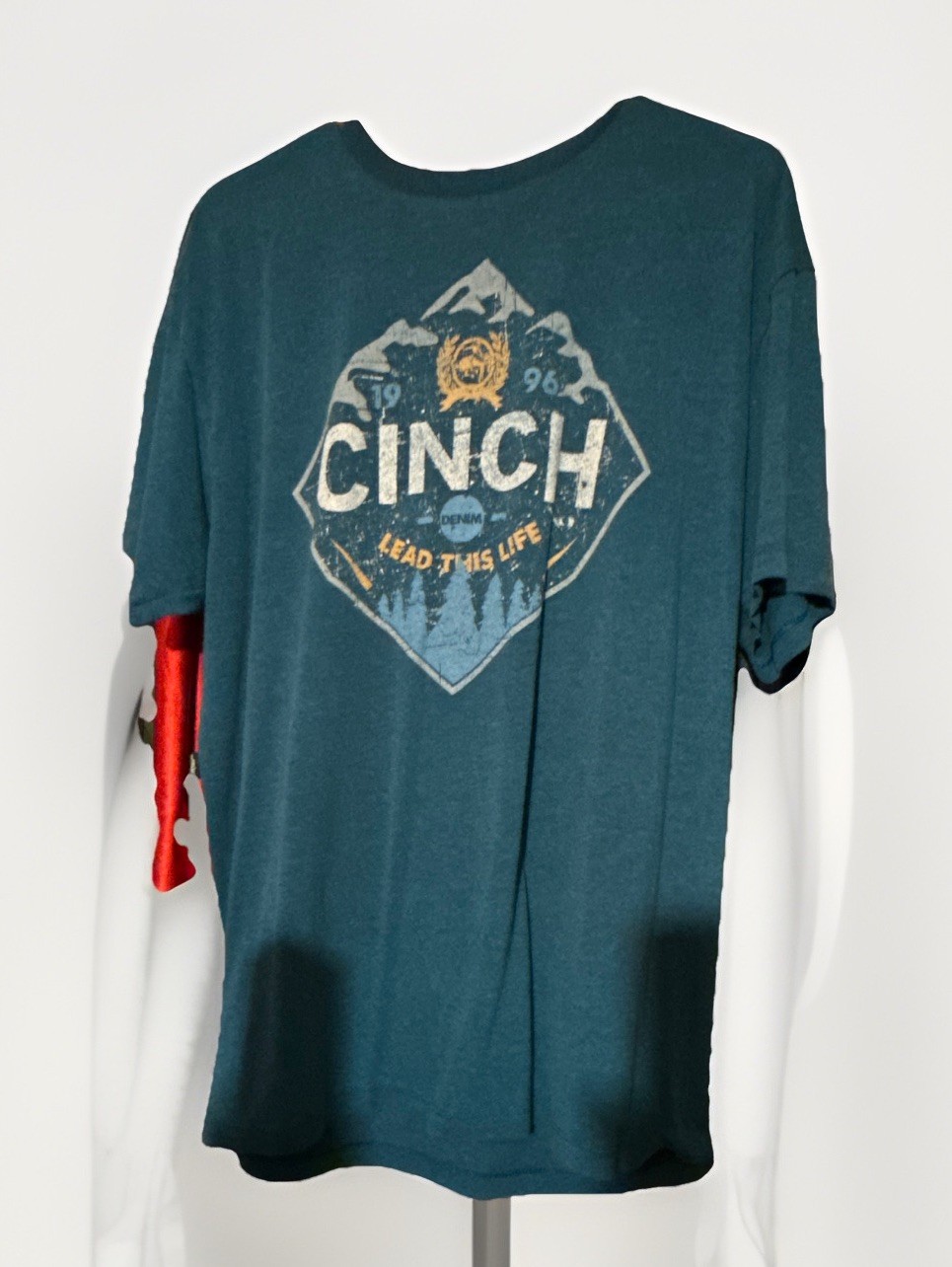 Cinch Men's Blue Graphic Logo T-Shirt XL Crew Neck Short Sleeve Cotton Blend gallery