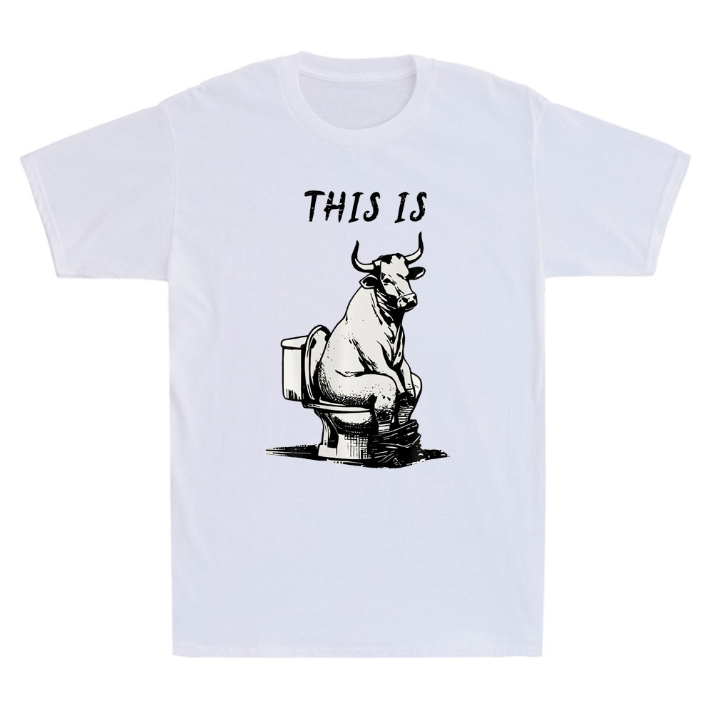This Is Bullshit Funny Cow Sit On Toilet Meme Sarcastic Quote Joke Men's T-Shirt gallery