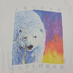 VTG 1995 Human-i-Tees Arctic Explorer Polar Bear White Art Nature Shirt Sz XXL