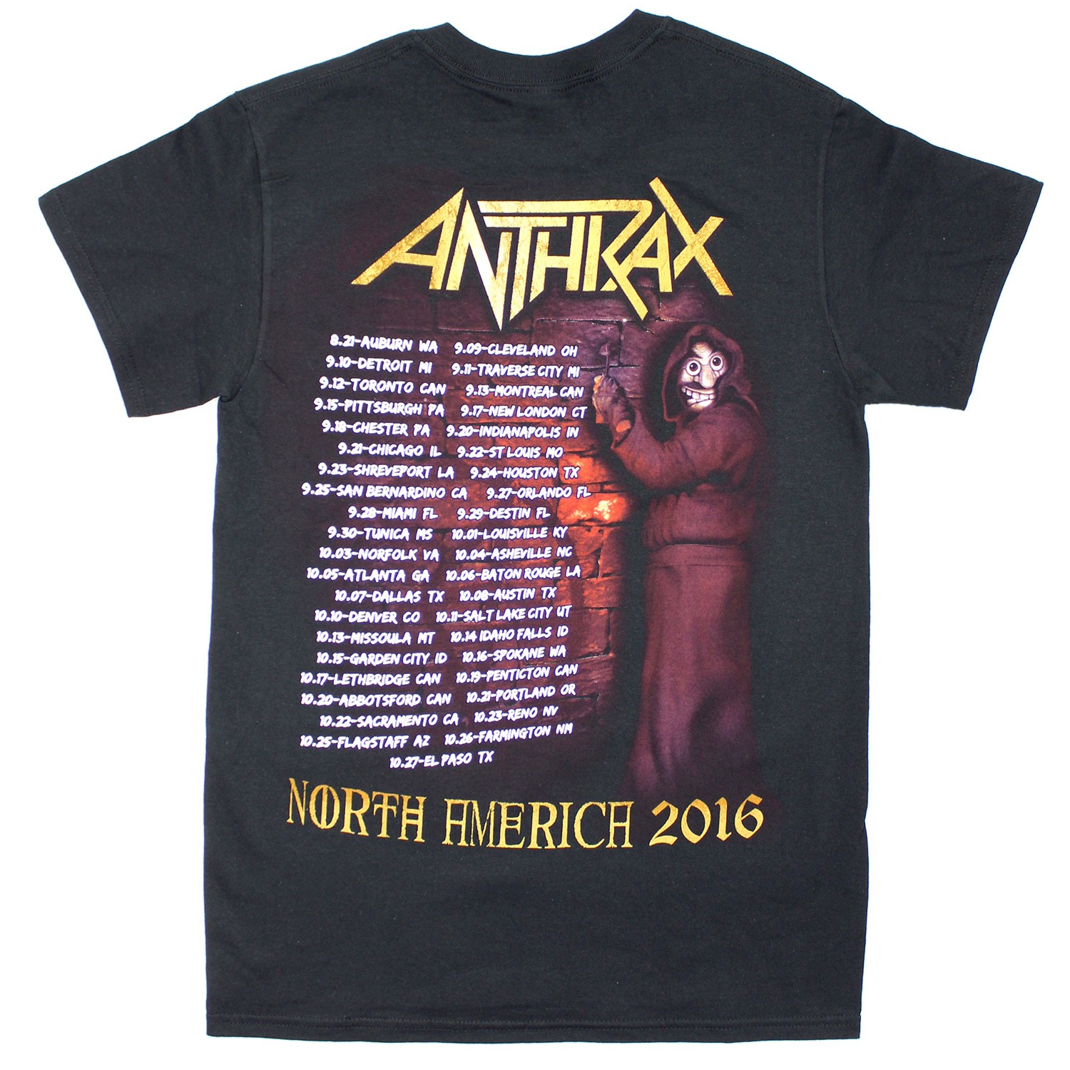 Men's Anthrax Bloody Wings N.A. 2016 Tour Tee T-shirt Small Black gallery